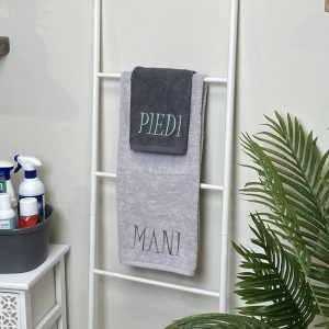 Coppia salviette “Allegre” mani-piedi grigio