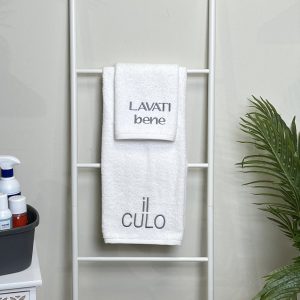 Coppia salviette “Allegre” lavati bene bianco
