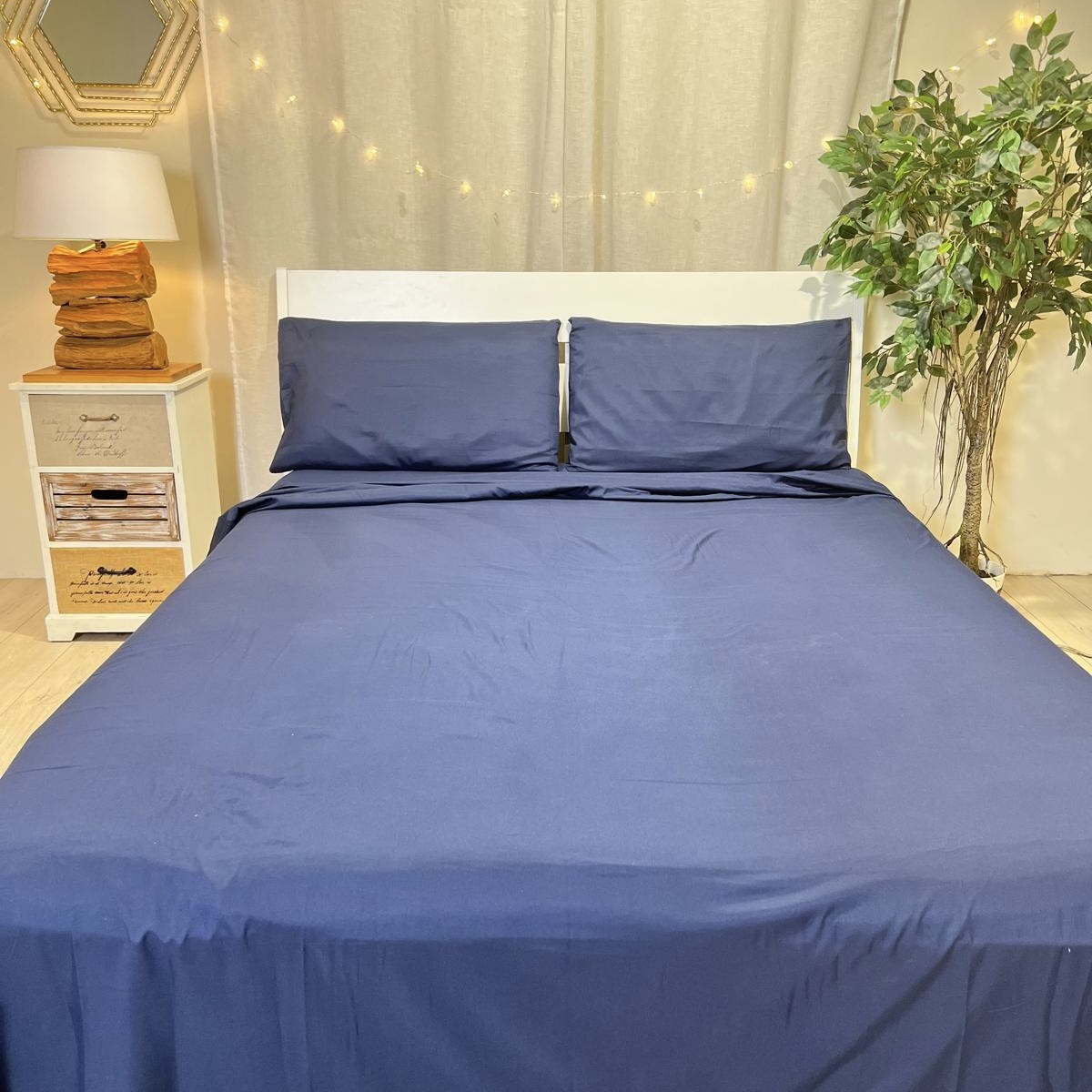 Completo letto “ZS” matrimoniale in microfibra blu - immagine 2