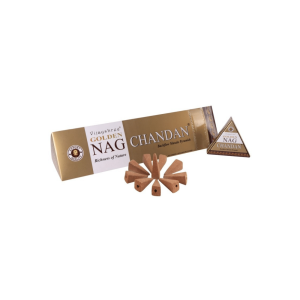Golden Nag Chandan Organico 10 Coni Incenso Backflow Vijayshree Chandan a riflusso
