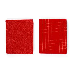 Tovaglia rossa con lurex oro in cotone 140X180 cm design assortiti – Mercury 72774MEY