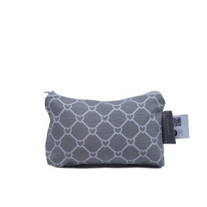 KRASILNIKOFF Astuccio/mini bag in tessuto “Diagonal Hearts” grigio – 21 x 13 cm