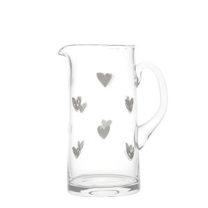 SIMPLE DAY Brocca in Vetro con decoro “Tappezzeria cuori” – 1,2 lt