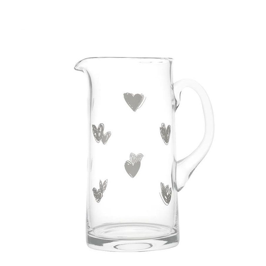 SIMPLE DAY Brocca in Vetro con decoro “Tappezzeria cuori” – 1,2 lt - immagine 2