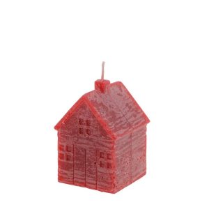 HOME SOCIETY Candela decorativa “Casetta House S” rossa – 8,4 x 5 x h 5 cm