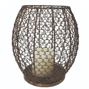 HOGEWONING Lanterna iron antique gold “Somos”- h 25 cm
