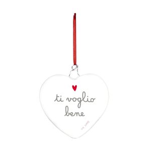 SIMPLE DAY Pallina cuore “Ti voglio bene” in vetro borosilicato – ⌀ 15 cm