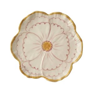 RICE Piattino in ceramica fiore “Rosa bordo giallo” – ⌀ 19,5 cm