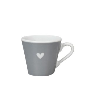 KRASILNIKOFF Tazzina in porcellana color grigio “Espresso con cuore” – 90 ml
