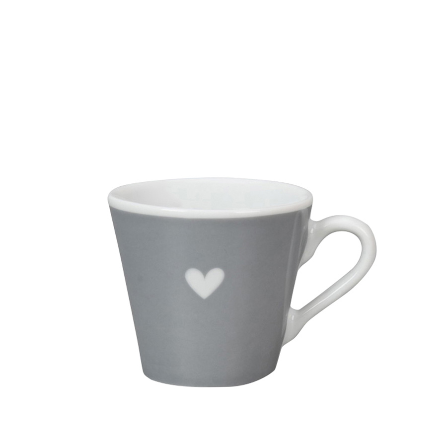 KRASILNIKOFF Tazzina in porcellana color grigio “Espresso con cuore” – 90 ml - immagine 2