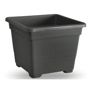 Vaso+Sottovaso in plastica quadrato 32 cm antrace