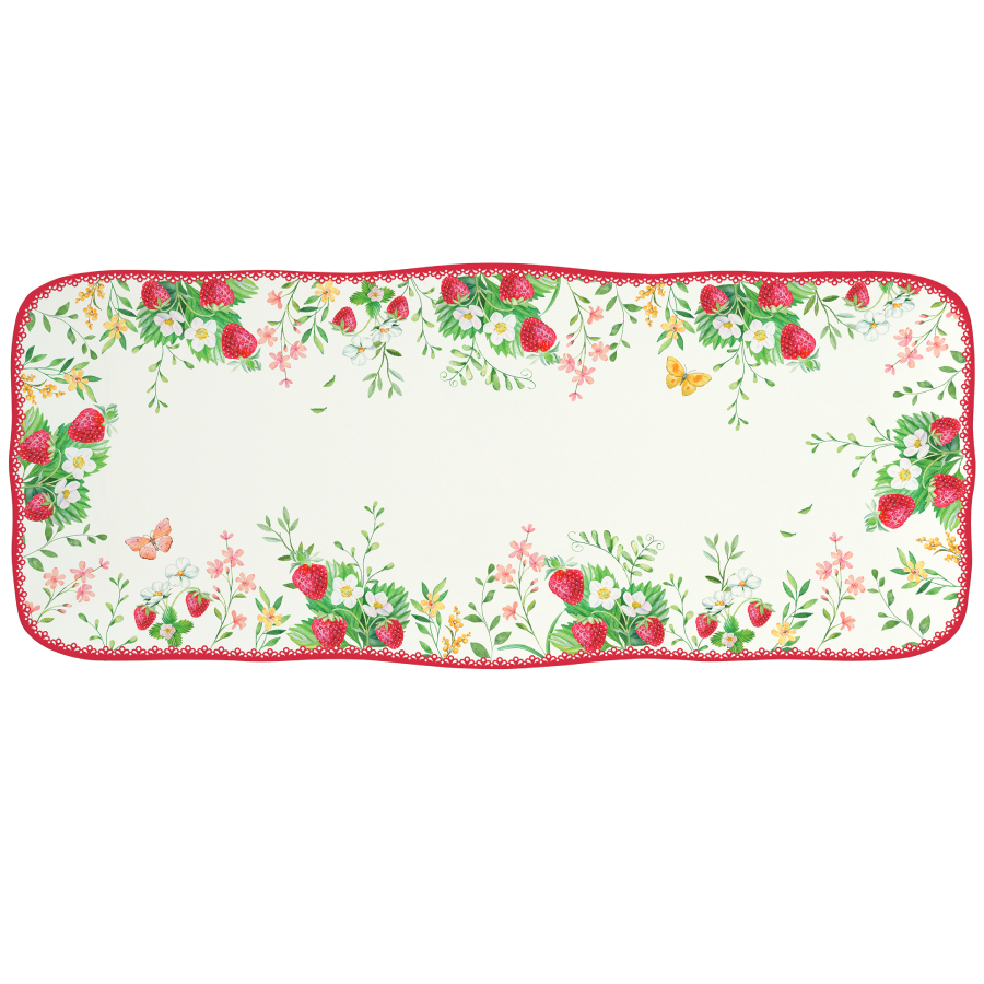 EASY LIFE Vassoio in porcellana da portata “Jardin des Fraises” – 36 x 15 cm